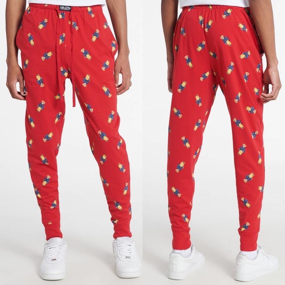 NWT Polo Ralph Lauren All Over Bear Print Pajama Jogger Pants Red Size Medium